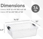 Superio Storage Bins with Lids- 6 Pack, 7.4 Qt Clear Boxes for Organizing, Stackable Plastic Containers- BPA Free, Non-Toxic, Odor Free, Organizer for Home, Office, Dorm