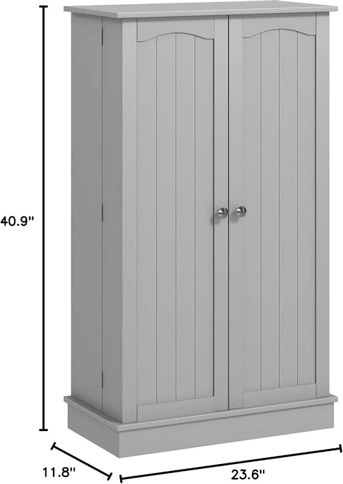 41" Kitchen Pantry Storage Cabinet,Freestanding Kitchen Cabinet with 12 Door Shelves,Double Doors,5-Tier Shelving and Adjustable Shelves,Paper Gray