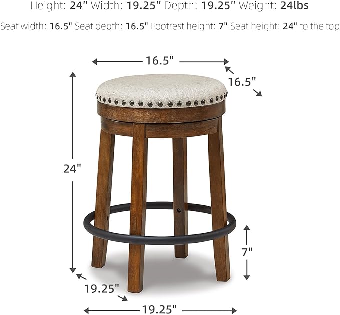 Signature Design by Ashley Valebeck 24" Counter Height Upholstered Swive...