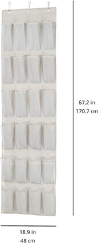 Amazon Basics 24 Medium Pocket Over-the-Door Hanging Shoe Organizer, Light Grey