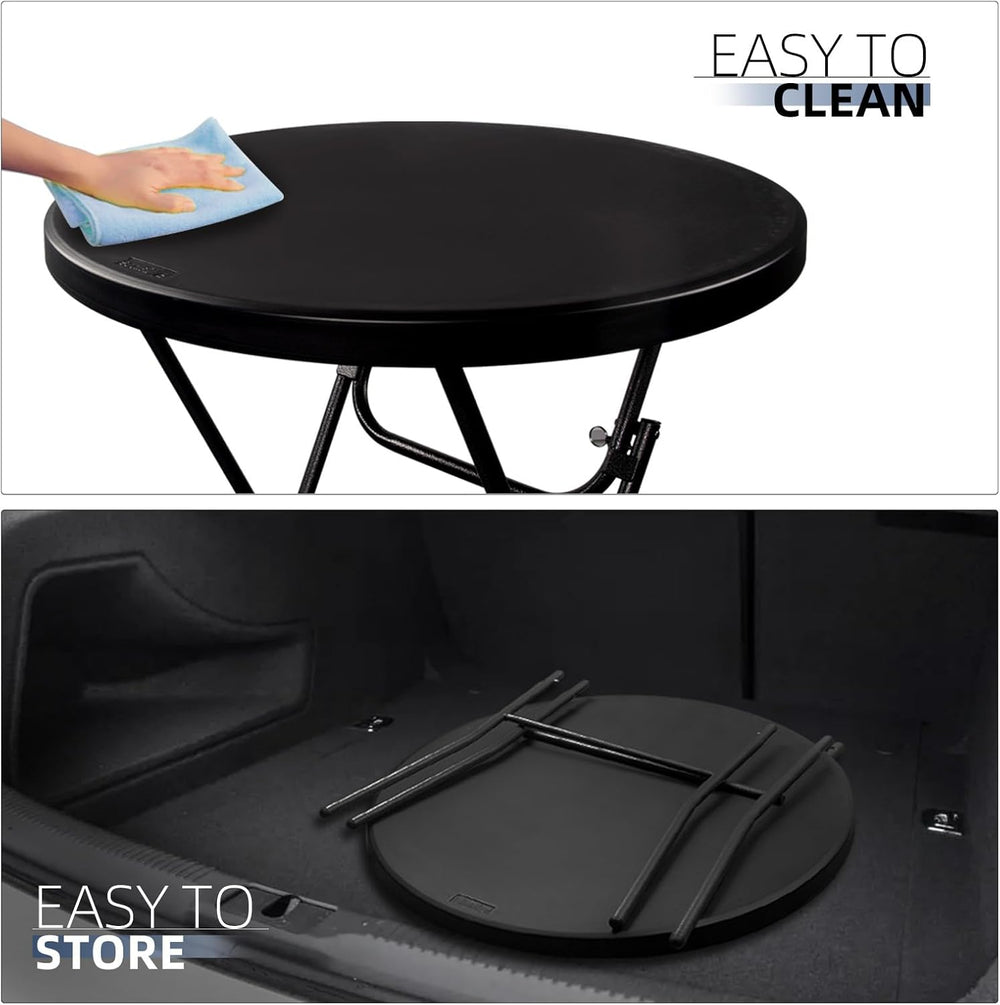 Byliable 32in Cocktail Folding Table, Round High Top Bar Table, Black | Porta...