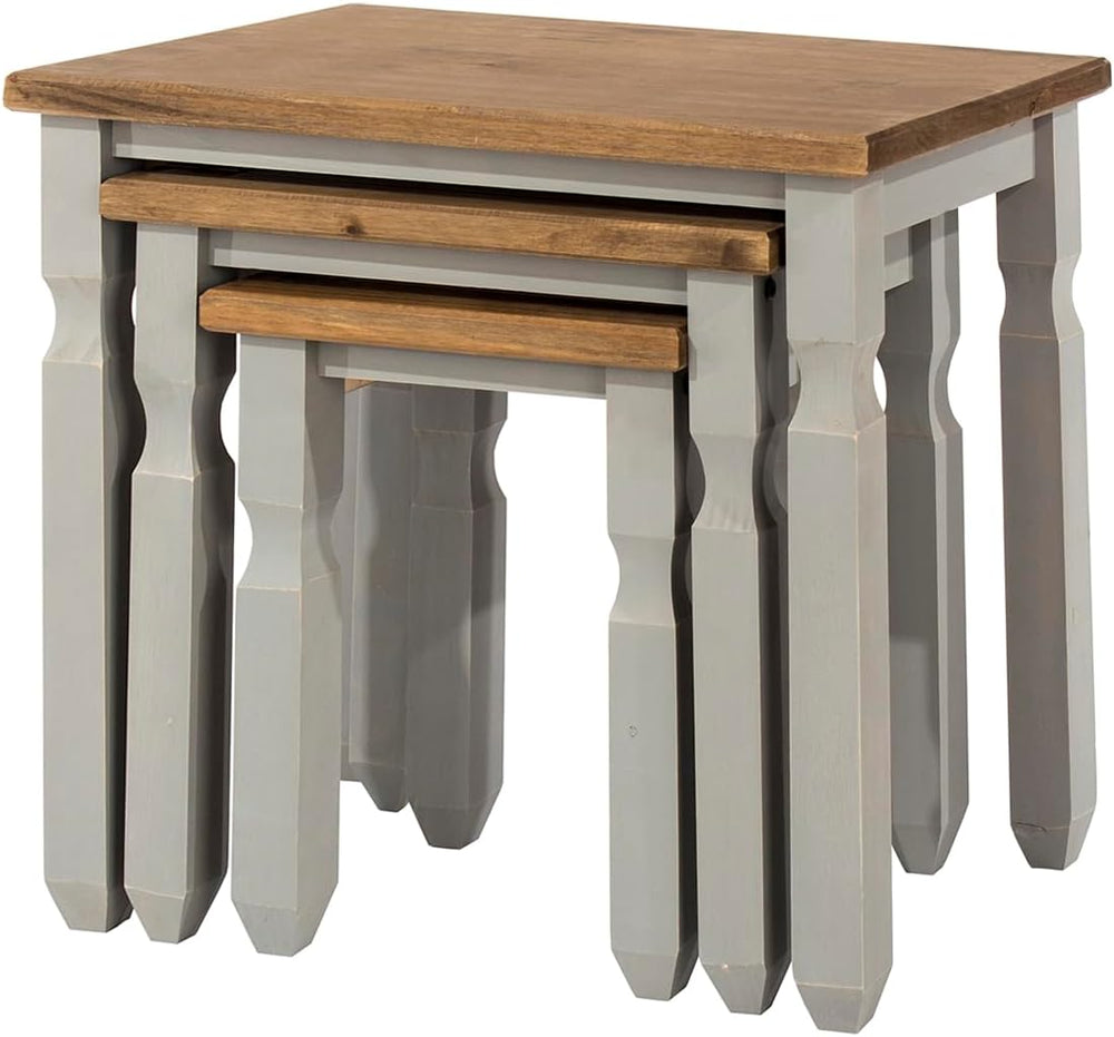 Furniture Dash Wood Nest of 3 Tables Corona Gray