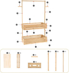 Extra Large Kids Clothing Rack for Toddler, Pet Clothes Rack with Double Storage Baskets & Hanging Rod, Baby Clothes Closet Stand for Nursery Room