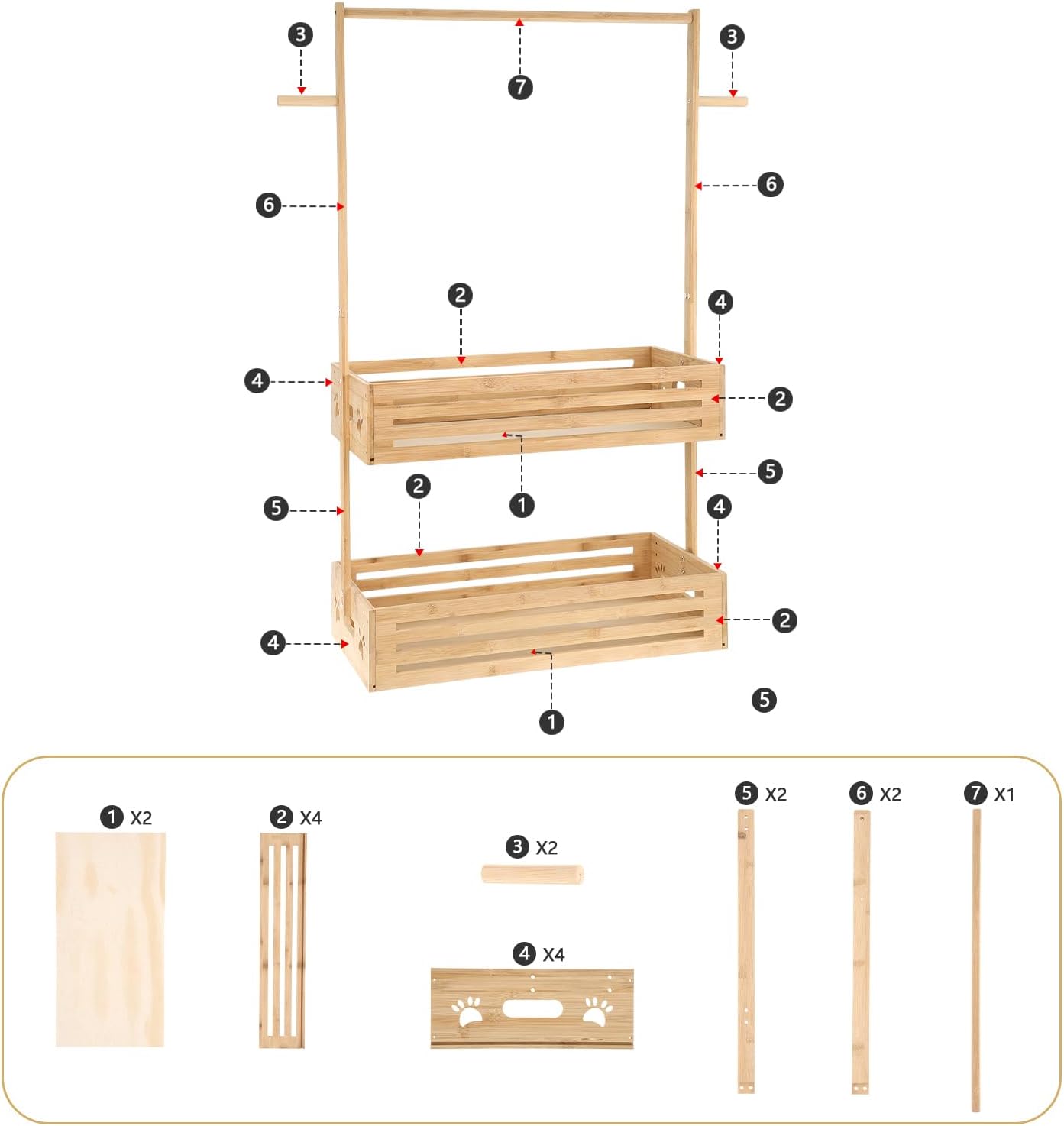 Extra Large Kids Clothing Rack for Toddler, Pet Clothes Rack with Double Storage Baskets & Hanging Rod, Baby Clothes Closet Stand for Nursery Room