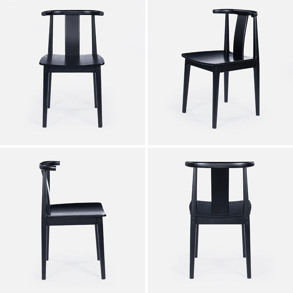 EYYTHUNG Wood Dining Chairs Set of 2, Farmhouse Kitchen Chairs with Curved Ba...