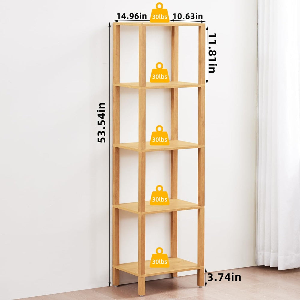 YUFAM 54in Tall Bookshelf 5-Tier Small Narrow Bookcase, Skinny Book Shelf for...