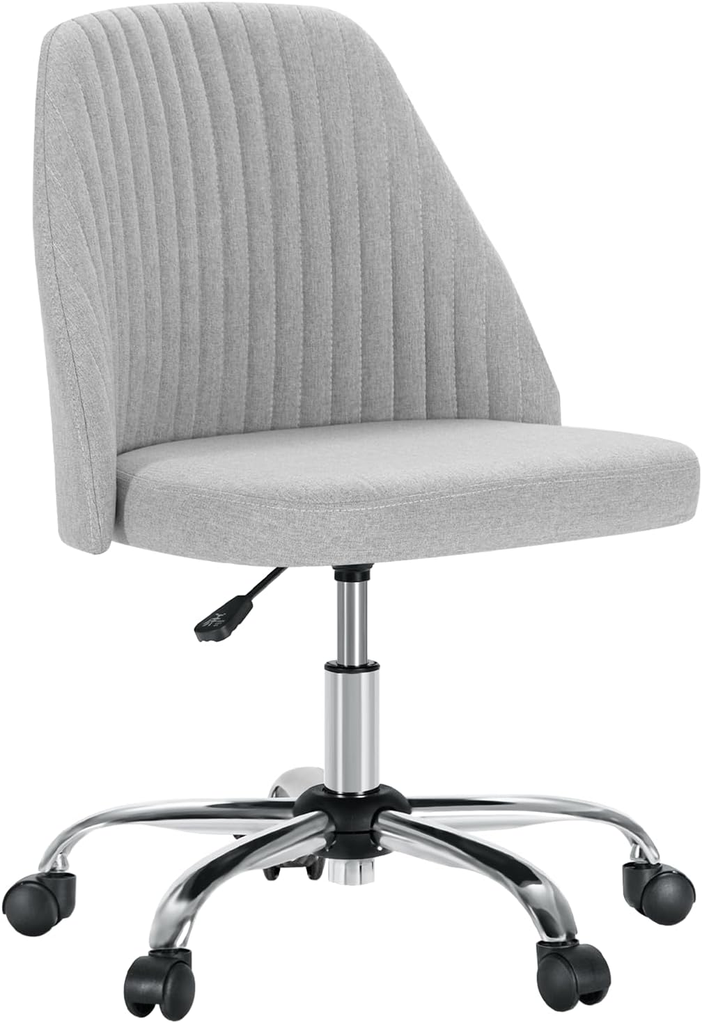 DUMOS Office Chair, Comfy Desk Chair Rolling Vanity Swivel Task Chairs with Wheels, Wide Seating Armless Height Adjustable Computer Chairs for Home,Bedroom,Student,Adults, Classic Grey