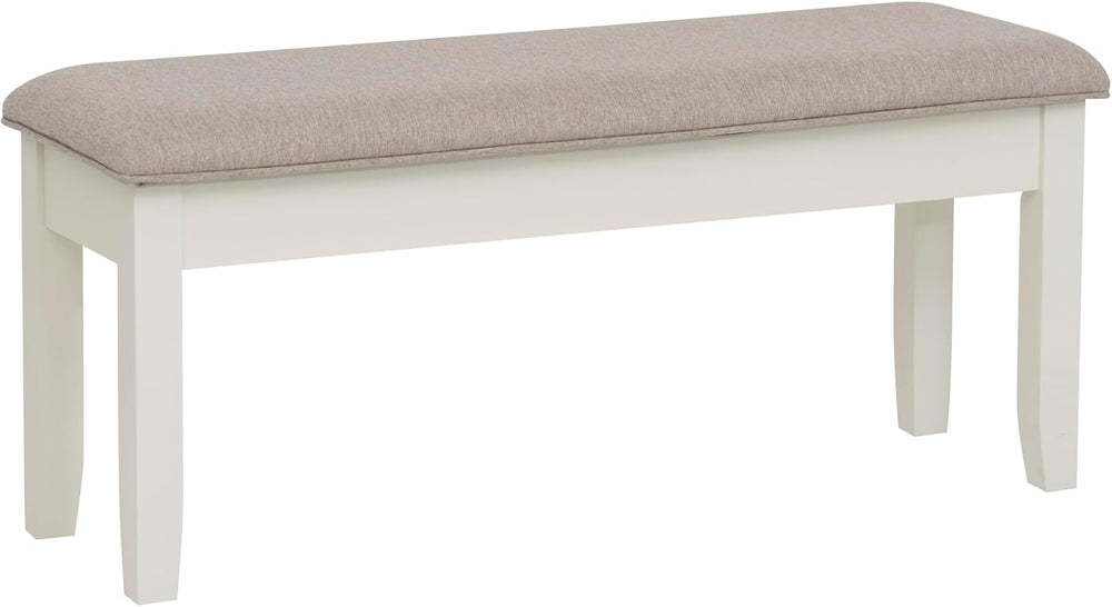 Powell Company Jane Grey Wood Backless Storage Bench with Beige Upholstered Top
