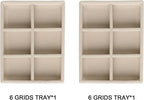 Frebeauty Small Jewelry Tray Set,Stackable Velvet Jewelry Organizer Tray,Mini Jewelry Drawer Organizer,Drawer Inserts,4.92 x 3.74 x 0.9 Inches,6 Grid Earring Organizer for Women(Set 2,Beige)