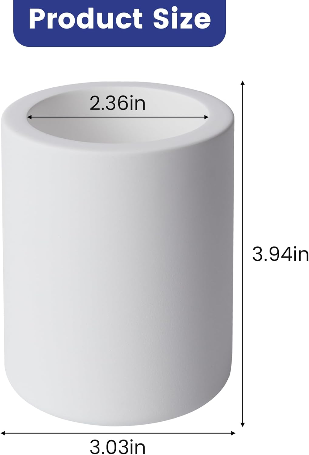 Drying Stone Toothbrush Holder, Diatomite Toothbrush Cup for Bathroom Counter, Quick Drying Electric Toothbrush and Toothpaste Holder Bathroom Organizer, White