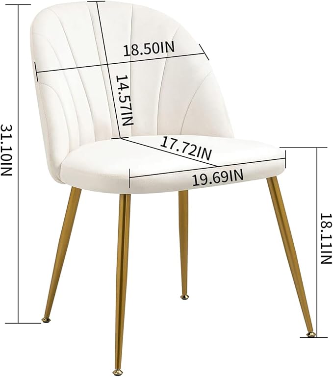 Velvet Dining Chairs Set of 2, Upholstered Mid Century Modern Dining Chairs, ...