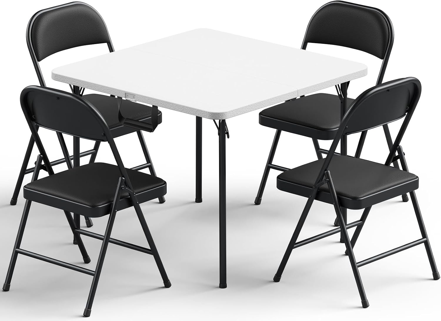 Folding Table and Chairs Set for 4, 5 Piece Card Table Set with 36" Square Foldable Table & 4 Padded Folding Chairs, Portable Indoor Outdoor Dining Table Set for Picnic, Camping, RV, Game Night, Patio