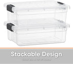 Superio Clear Storage Boxes with Lids, 1.27 Quart Plastic Container Bins for Organizing, Stackable Crates, BPA Free, Non Toxic, Odor Free, Organizers for Home, Office and Dorm, 8 Pack