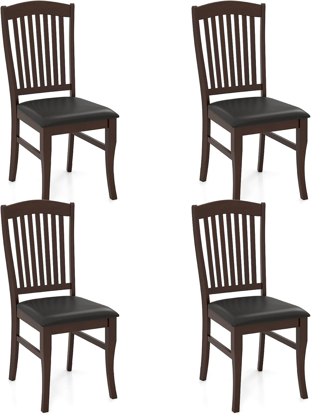 GOFLAME Wooden Dining Chairs Set of 4, Upholstered Kitchen Chairs with PU Lea...