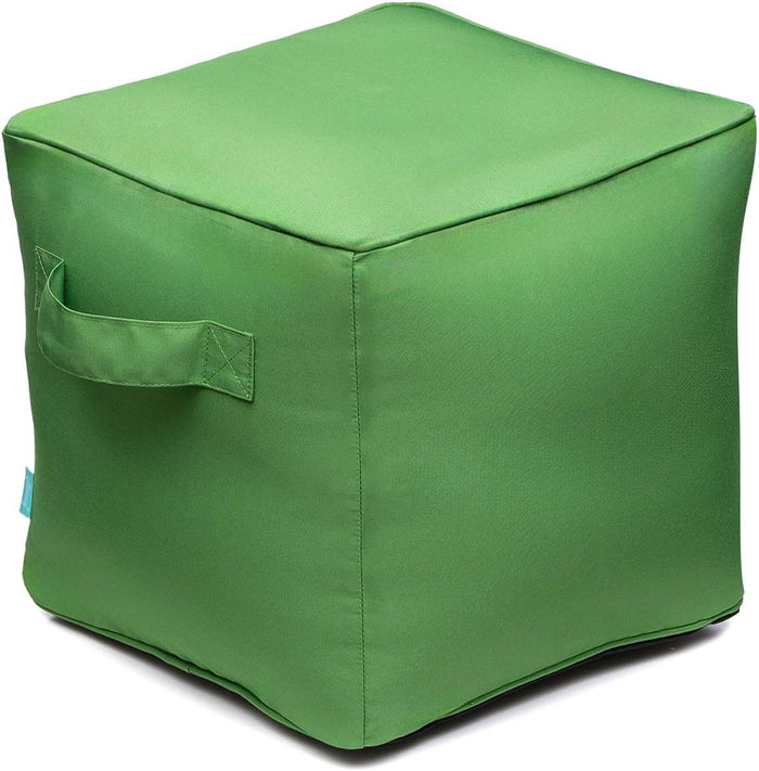 QILLOWAY Inflatable Outdoor Ottoman for Patio, Water Resistant Pouf Cube 16", Inflatable Foot Rest, Outdoor Footstool for Poolside, Garden,Camping, Lime Green