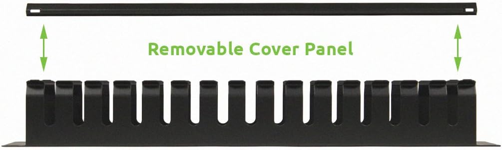 NavePoint 2U Metal Rack Mount Horizontal Cable Manager Duct Raceway for 19 Inch Server Rack