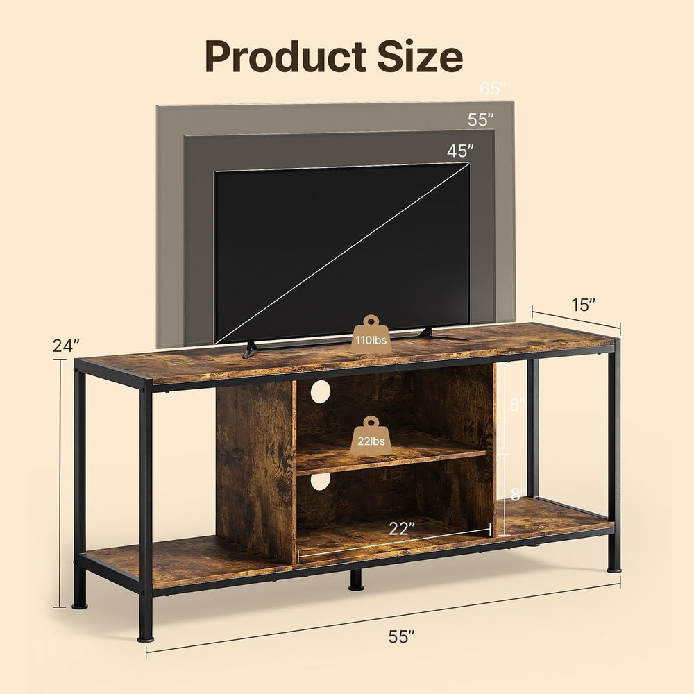 Gizoon TV Stand for 65 Inch TV, Entertainment Center, Rustic Brown | TV media...
