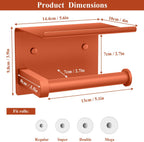 Tindbea Toilet Paper Holder with Shelf Adhesive or Screw Wall Mounted Toilet Paper Roll Dispenser Storage, Stainless Steel Bathroom Shelf Holder Accessories (Crimson)