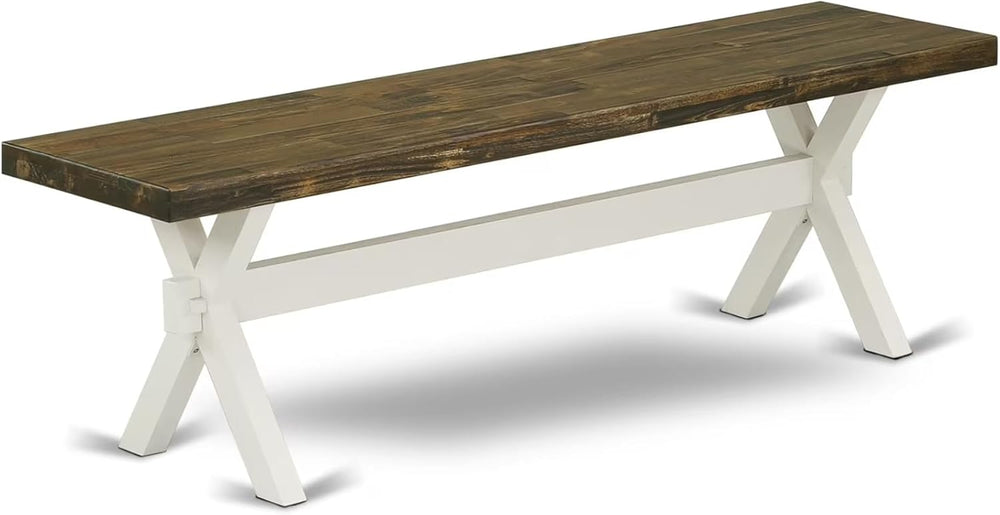 East West Furniture XB076 X-Style Mid Century Modern Dining Bench with Solid ...