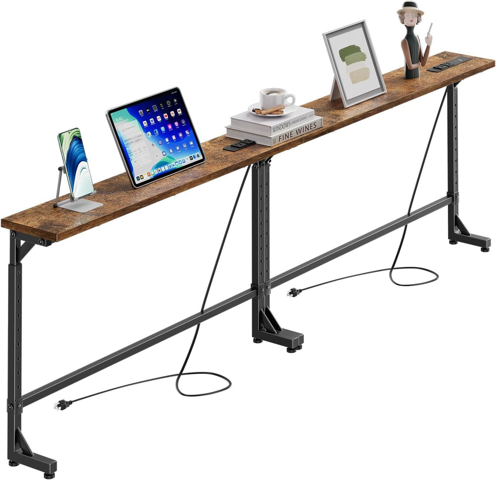Simple Trending 78.75” Console Table, Narrow Behind Couch Table, Adjustable S...