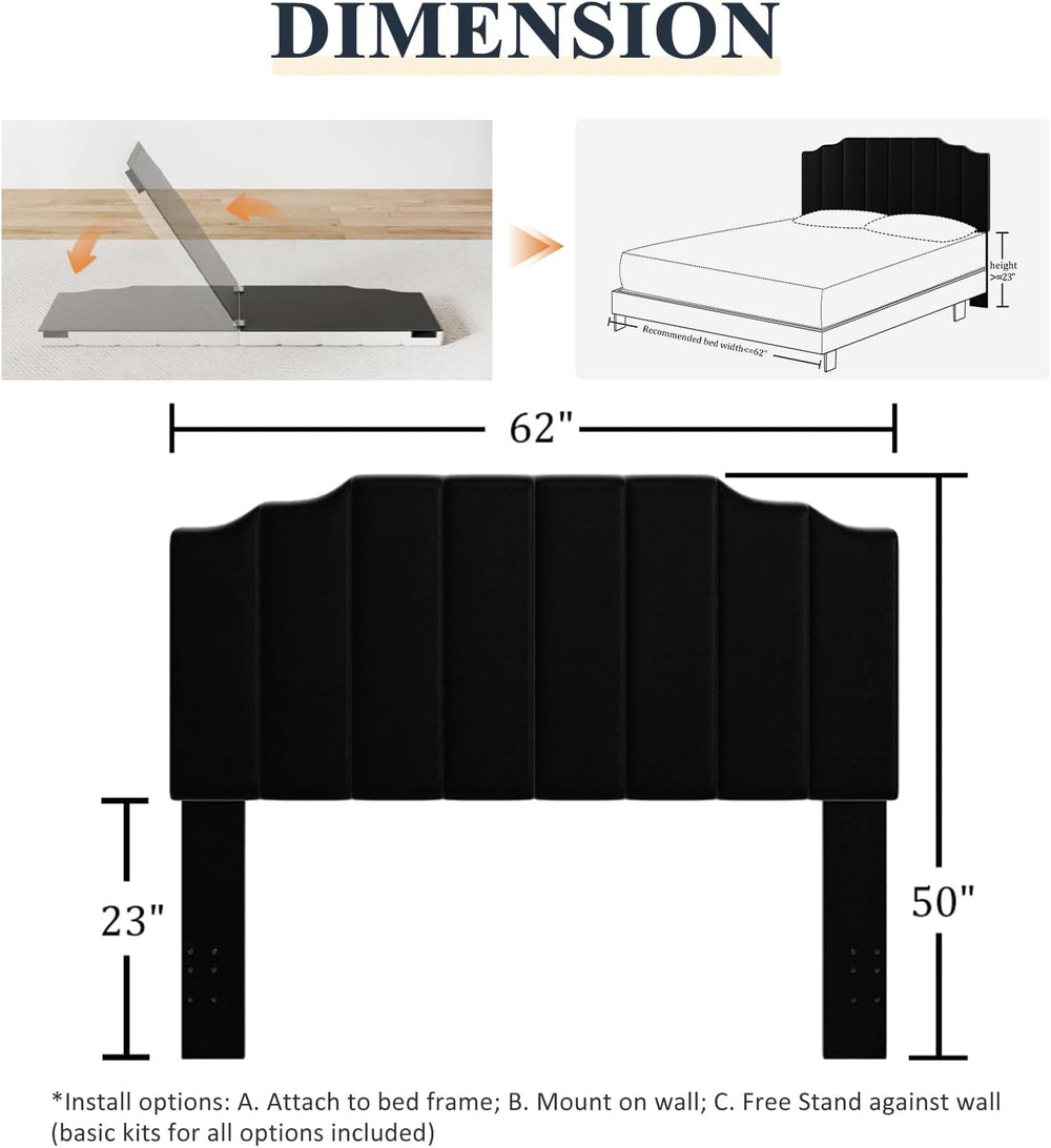Befurtori Queen Size Headboard Only, Velvet Wall Mounted Headboard Queen Size...