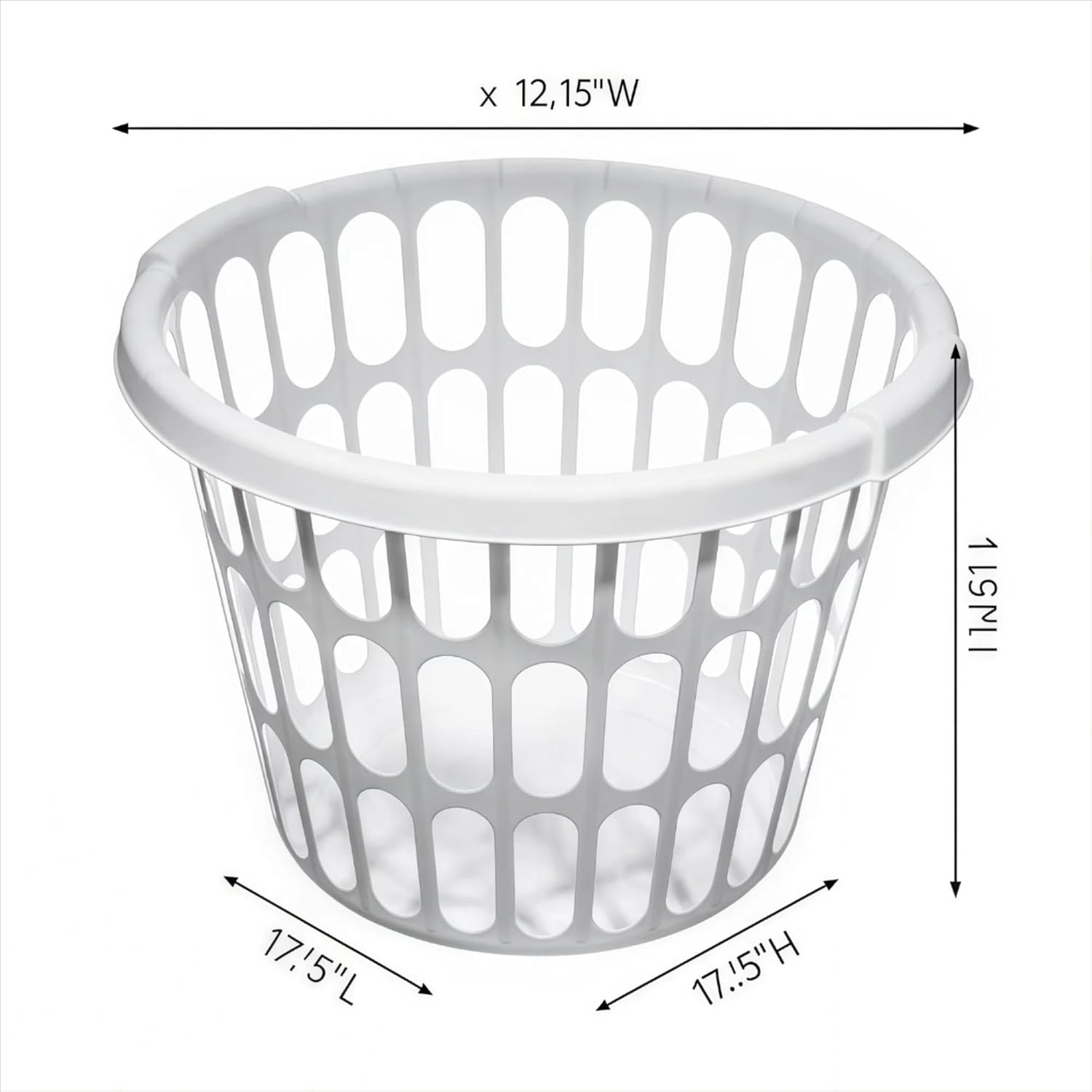 10-Pack Round White Plastic Laundry Basket, Suitable for Use in Bathrooms, Laundry Rooms, Bedrooms and Dormitories, Lightweight and Durable.