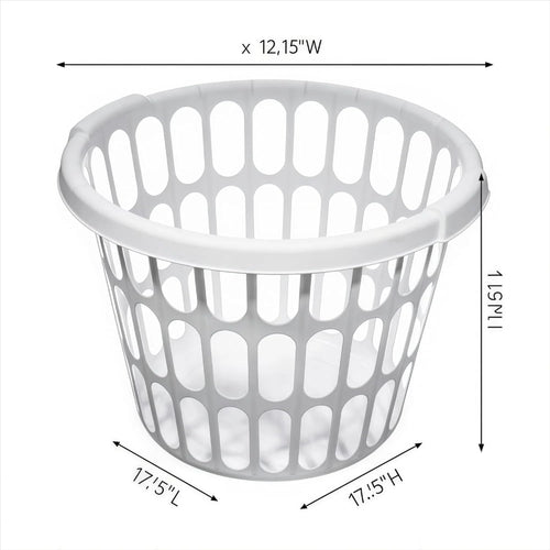 10-Pack Round White Plastic Laundry Basket, Suitable for Use in Bathrooms, Laundry Rooms, Bedrooms and Dormitories, Lightweight and Durable.