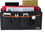 Bedside Caddy, 7 Pockets Large Size Bedside Organizer Caddy for Magazine Remotes Phone (17.3'' x 18.1'', Dark Grey)