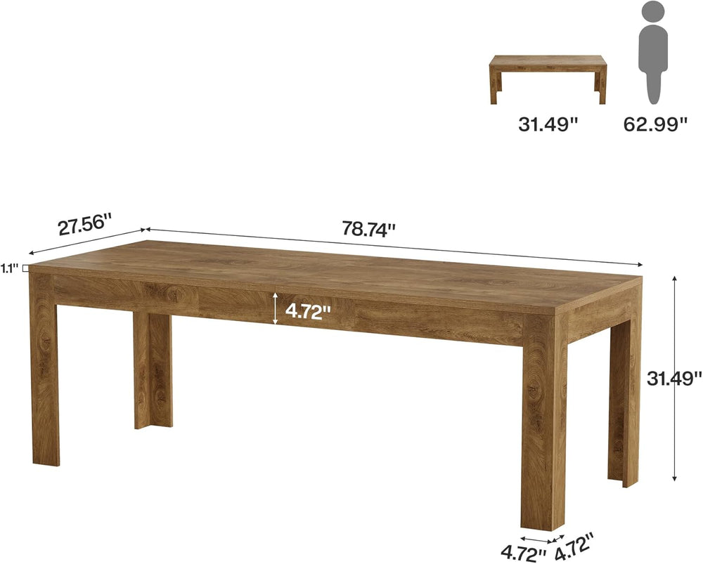 Tribesigns Dining Table for 6-8, 78.7-Inch Long Rectangle Kitchen Table, Mode...