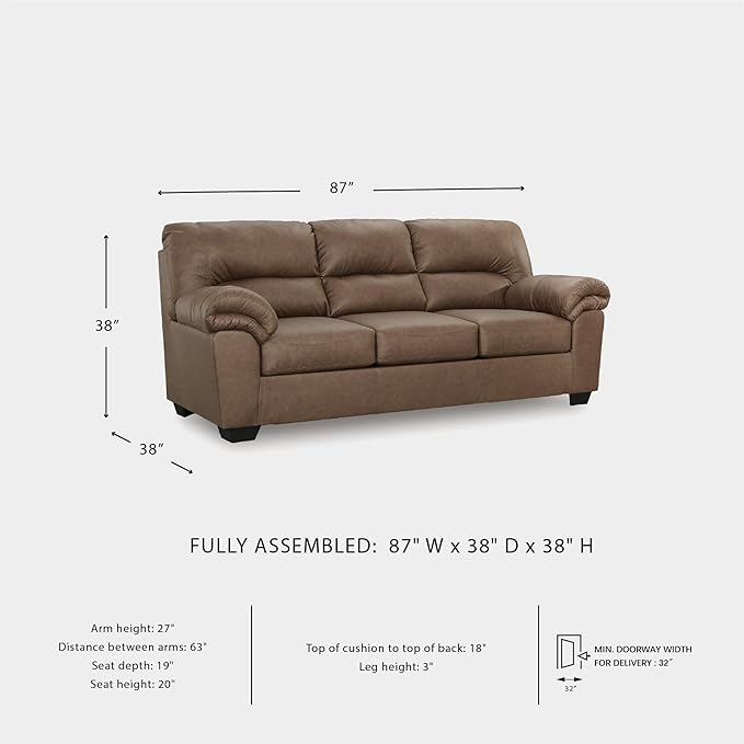Signature Design by Ashley Walker Point Contemporary Sofa with Removable Cushion, Light Brown