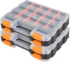 Tool Box with Transparent Lid, Double Side 34-Compartments Organizer Box with Removable Dividers for Hardware, Screws, Bolts, Nails, Beads, Jewelry and Fishing Accessories, Orange, 2 Packs
