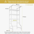 Ulif U11 Mini Over Washer and Dryer Shelves, 3 Tiers Laundry Room Storage and Organizer Standing Shelf, Metal Freestanding Clothes Drying Rack, 28.3”W x 19.7”D x 77.6”H, White