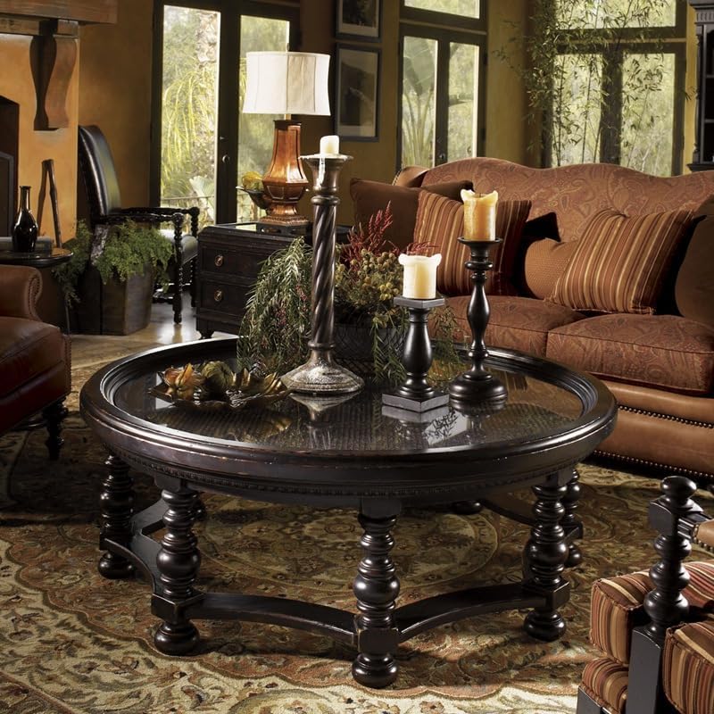 Coffee Table Solid Wood Round Coffee Table Black Retro Coffee Table Home Sofa...