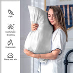 Natural Mulberry Silk Pillowcase for Hair and Skin Queen Size 20"X30" Silk Pillow Case with Hidden Zipper Soft Breathable Smooth Cooling Silk Pillow Covers for Sleeping(Silver Grey,Queen,1Pcs)
