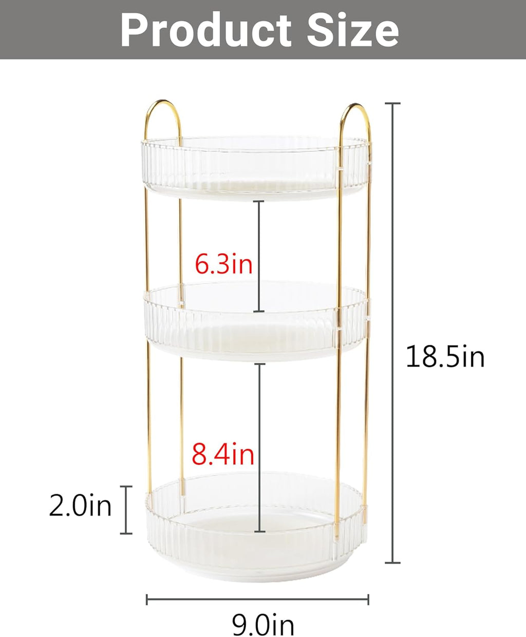 360 Rotating Makeup Organizer,3 Tier Large Capacity Make Up Organizers and Storage,Skincare Perfume Vanity Organizers,Bathroom Cosmetics Storage Organizer Countertop (Clear-3 Tier)