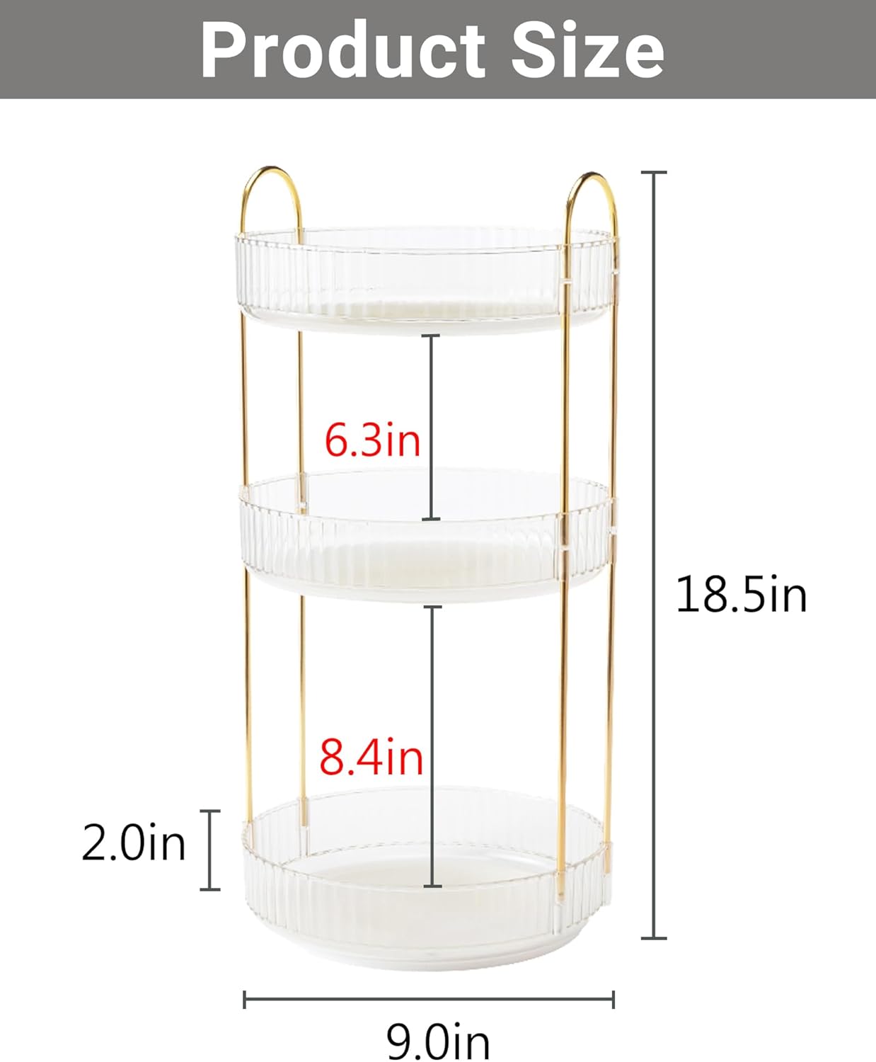 360 Rotating Makeup Organizer,3 Tier Large Capacity Make Up Organizers and Storage,Skincare Perfume Vanity Organizers,Bathroom Cosmetics Storage Organizer Countertop (Clear-3 Tier)