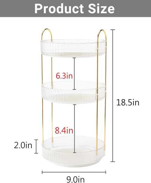 360 Rotating Makeup Organizer,3 Tier Large Capacity Make Up Organizers and Storage,Skincare Perfume Vanity Organizers,Bathroom Cosmetics Storage Organizer Countertop (Clear-3 Tier)