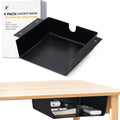 4 Pack Under Desk Hanging Shelf Drawer Organizer, Attachable Plastic Hidden Storage Tray, Easy Adhesive Mount Holder for Standing Tables, Office, Counters, Cabinets, Workstations - Black