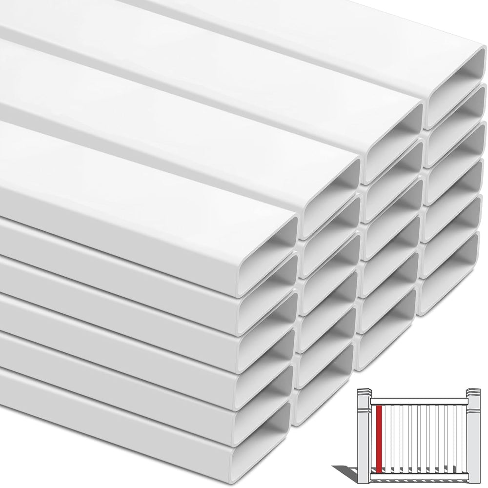 Yaocom 24 Pieces 7/8" x 3" PVC Picket Pack White Vinyl Picket Fence...