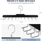 Tie Rack Hanger for Closet Fitnice Upgraded Non Slip Tie Holder Organizer Space Saving with 20 Foldable Hooks Wooden Belt Hanger for Tank Tops Bras Cami Scarves,Black