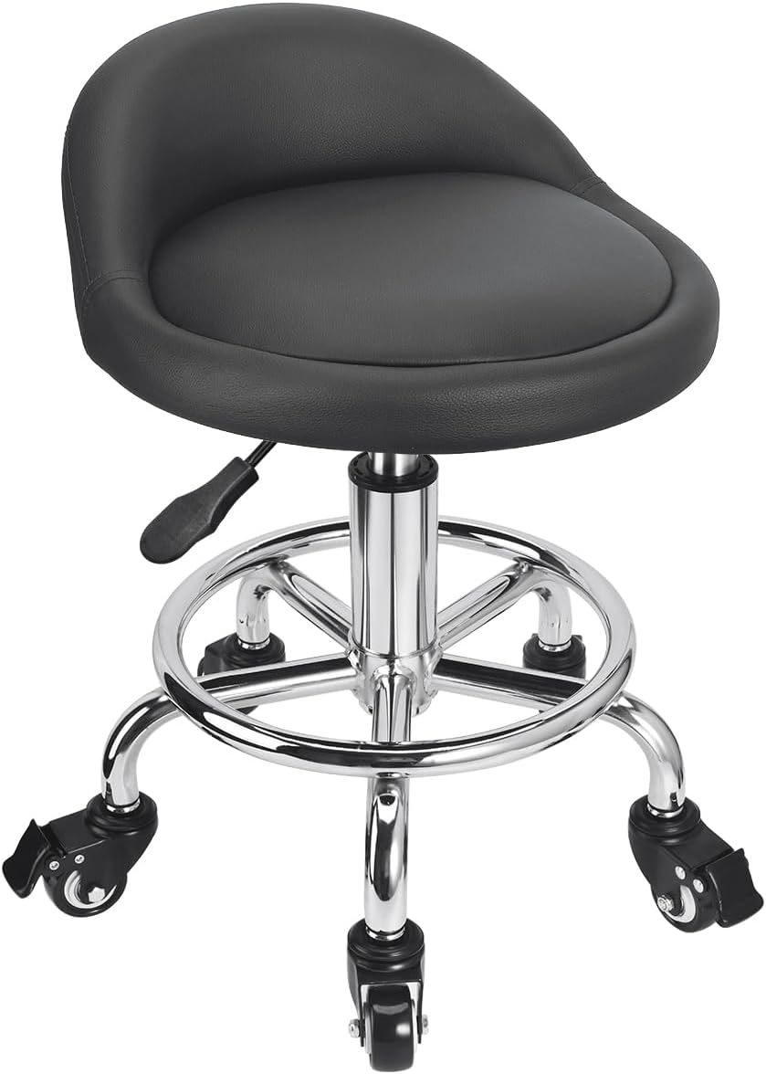 Rolling Stool Low Height Roller Stool Height Adjustable, Shop Stools Low Roll...