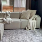 Acanva Luxury Modular Sectional Living Room Sofa Set, Modern Minimalist Style Couch with Ottoman and Chaise, L-Shape, Cream