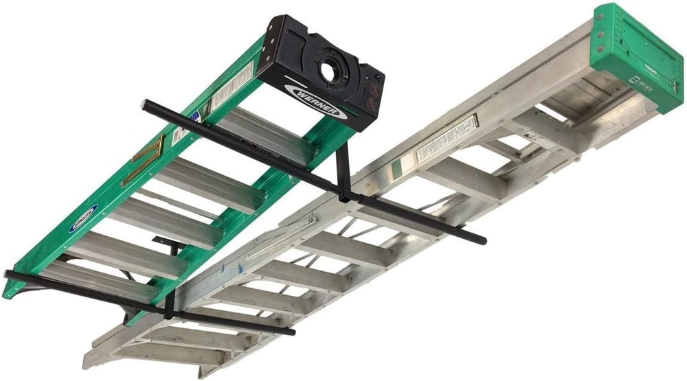 StoreYourBoard Adjustable Overhead Ladder Rack – Garage Organizer Ladder Shel...