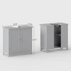 HOMCOM Under Sink Bathroom Cabinet, Pedestal Sink Storage Cabinet with 2 Doors, Shelf and U-Shape, Light Gray