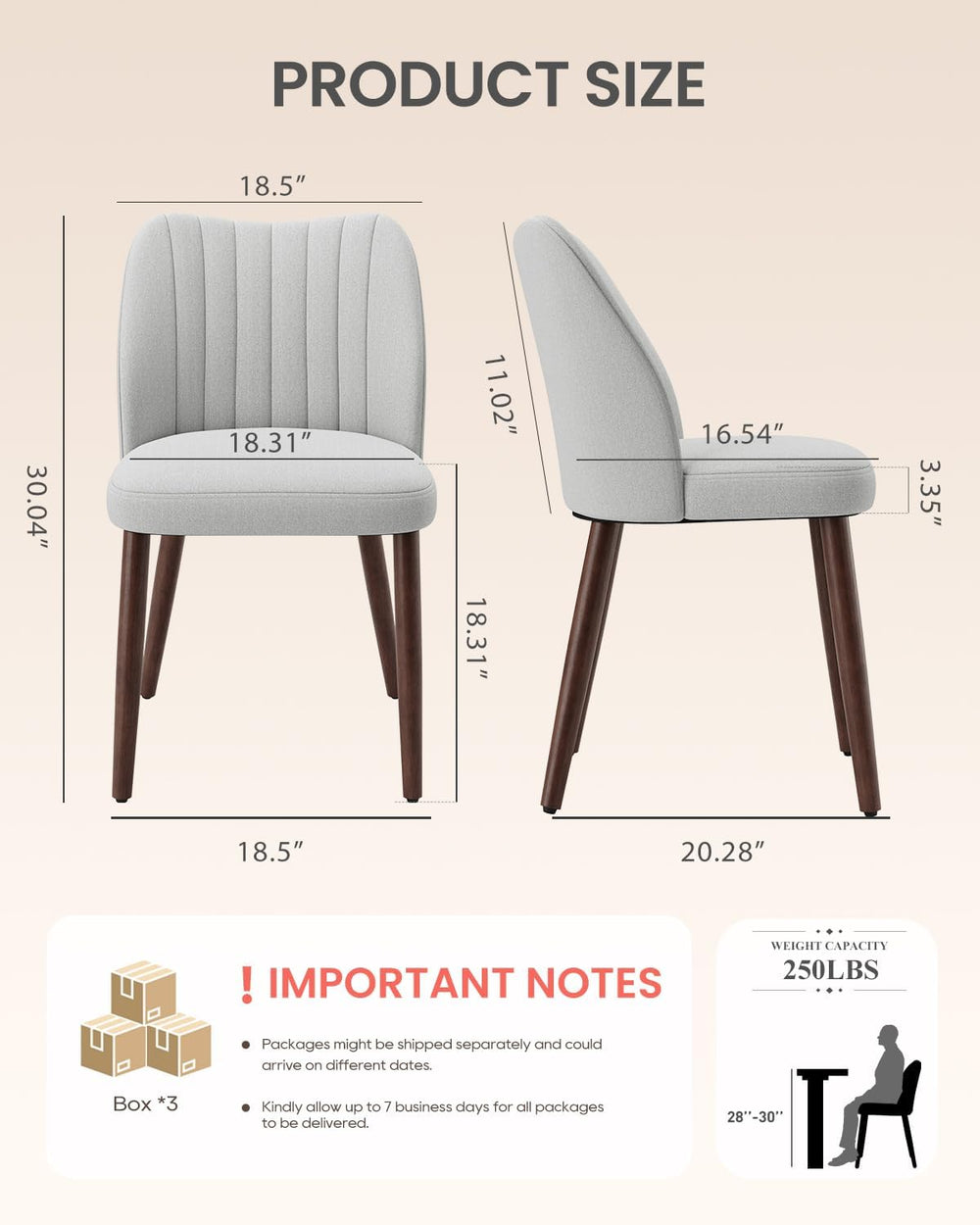 Upholstered Dining Chairs Set of 6, Farmhouse Fabric Kitchen Chairs with Soli...