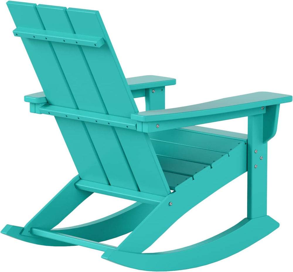 HDPE Shoreside Modern Rocking Poly Adirondack Chair (Set of 4),Turquoise