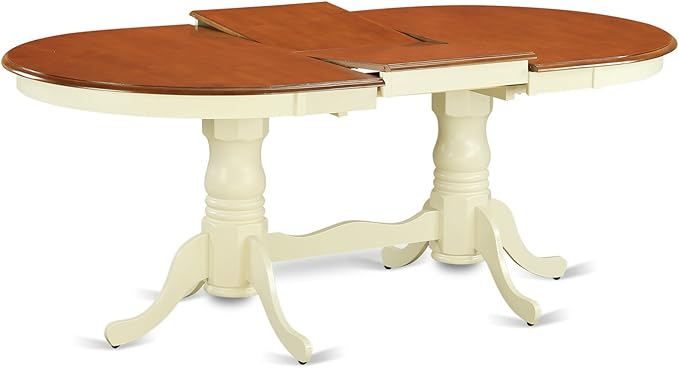 East West Furniture PLAI5-WHI-W 5 Piece Dining Room Furniture Set Includes an Oval Wooden Table with Butterfly Leaf and 4 Kitchen Dining Chairs, 42x78 Inch, Buttermilk & Cherry