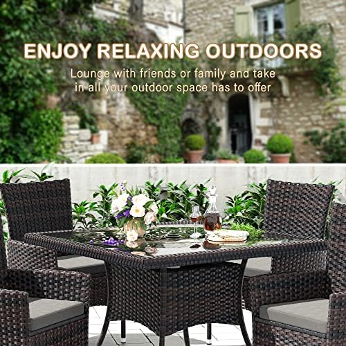 10 Pieces Outdoor Patio Dining Set,Patio Table and Chairs Rattan Outdoor Pati...