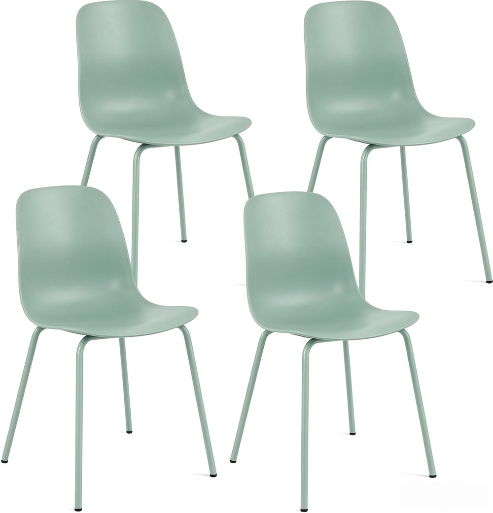 LSSPAID Mint Green Dining Chairs Set of 4, Modern Waterproof Plastic Kitchen ...
