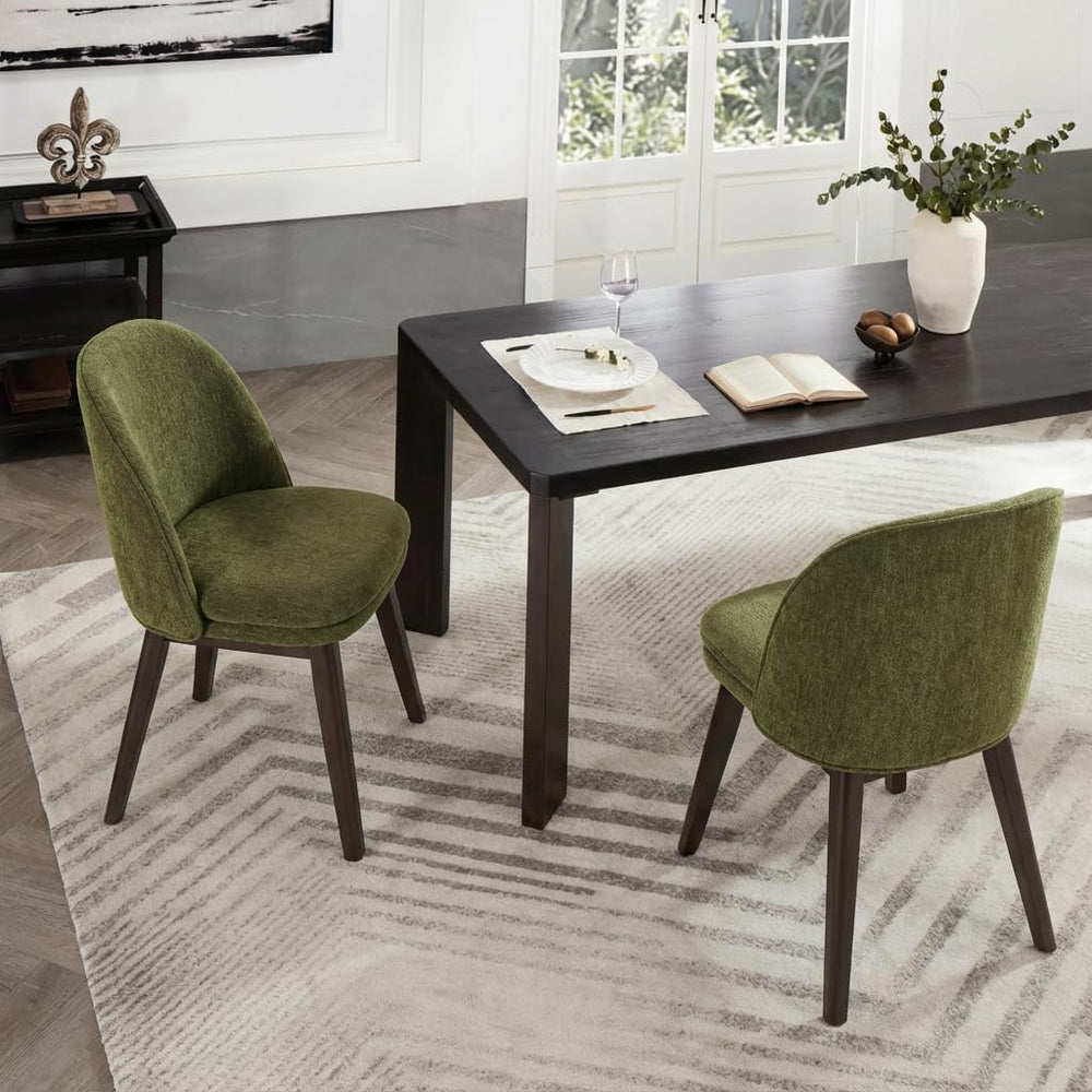 KISLOT Wooden Dining Chairs Set of 2, Fabric Upholstered Modern Dining Room C...